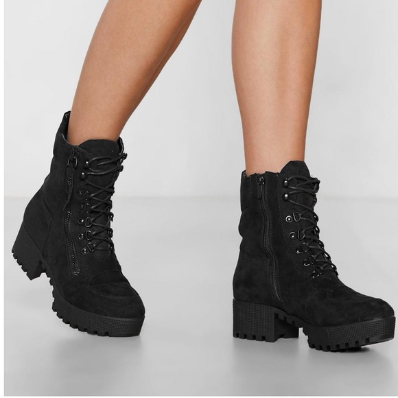 Nasty Gal Shoes - Black it out lace up boots